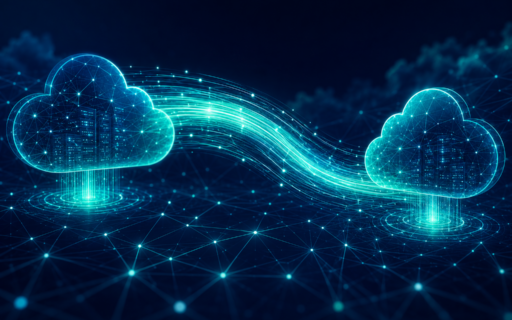 Azure egress fees UK — abstract illustration of data migrating between cloud platforms