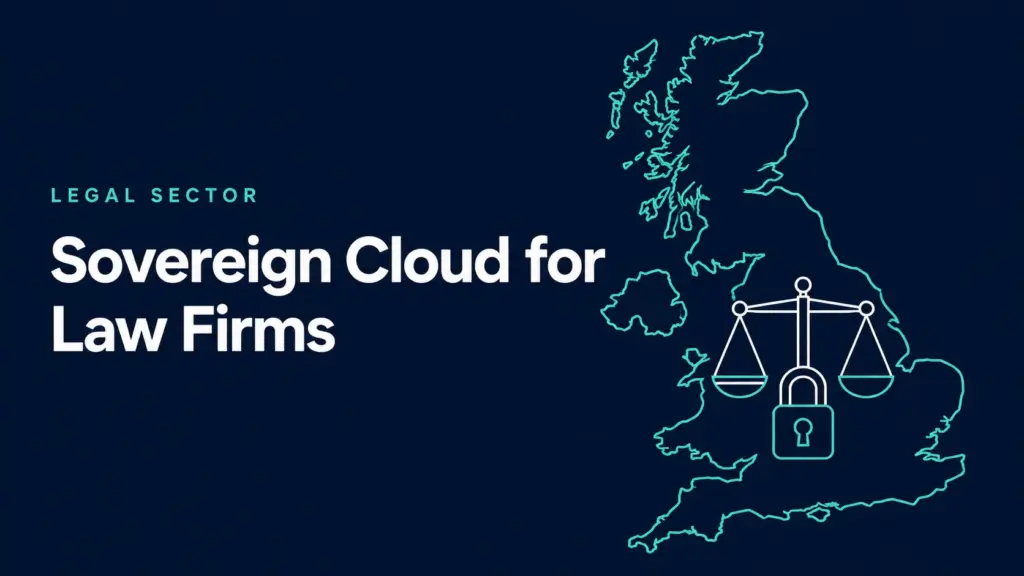 Illustration of scales of justice and a padlock within a UK outline, representing sovereign cloud hosting for law firms